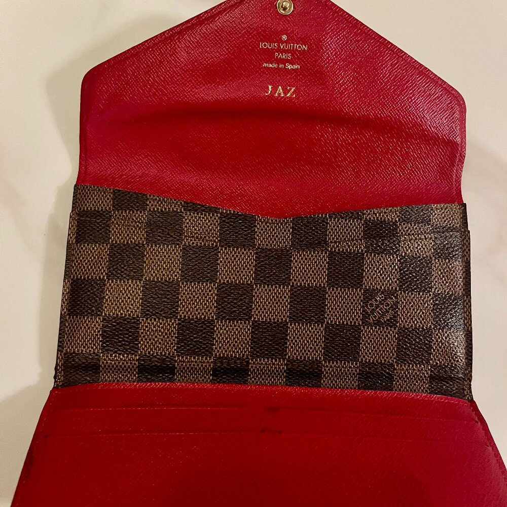 Louis Vuitton Josephine Wallet Damier Ebene Red Wallet + COA - Picture 5 of 13